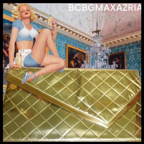 BCBGMAXAZRIA Gold "Suri" Envelope Clutch - Picture 1 of 16